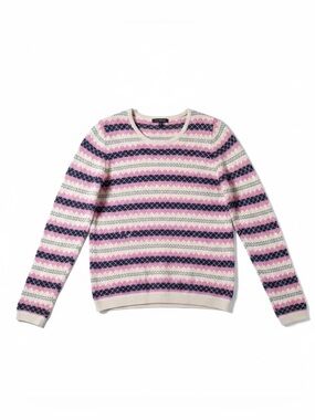 Talbots Fair Isle Heritage Cozy Retro Coquette Sweater Top XTRA-SMALL Blue Pink